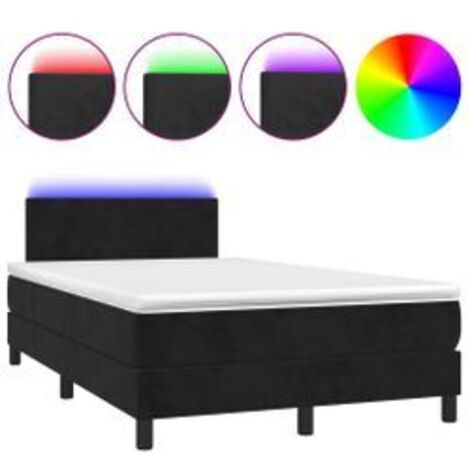 Sommier à lattes de lit avec matelas LED Noir 120x200 Velours (1/5)