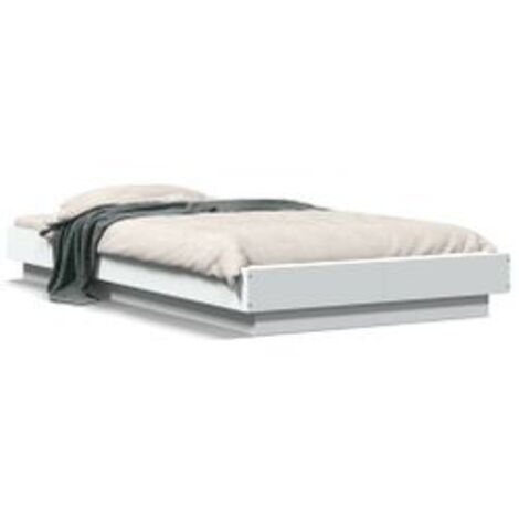 Cadre de lit avec lumières LED blanc 75x190 bois d'ingénierie (1/5)