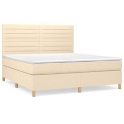 Sommier à lattes de lit avec matelas Crème 160x200 Tissu (1/5)