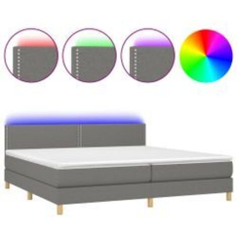 Sommier à lattes de lit et matelas et LED Gris foncé 200x200 (1/5)
