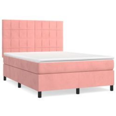 Sommier à lattes de lit avec matelas Rose 140x190 Velours (1/5)