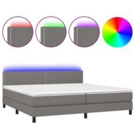 Sommier à lattes de lit et matelas et LED Gris foncé 200x200 (1/5)