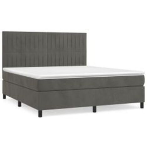 Sommier à lattes de lit et matelas Gris foncé 180x200 Velours (1/5)