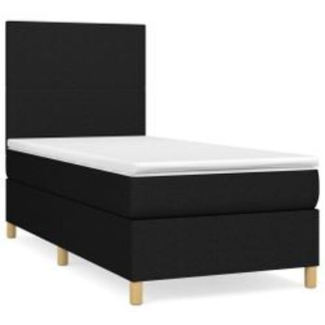 Sommier à lattes de lit avec matelas Noir 90x200 Tissu (1/5)