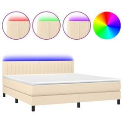 Sommier à lattes de lit avec matelas LED Crème 160x200 Tissu (1/5)