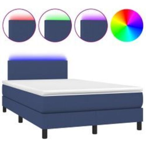 Sommier à lattes de lit avec matelas LED Bleu 120x200 Tissu (1/5)