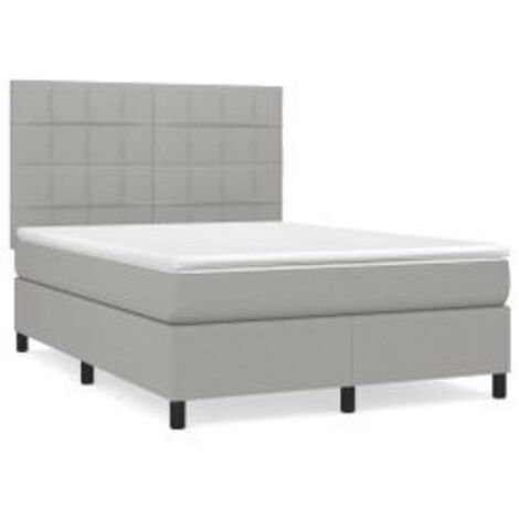 Sommier à lattes de lit avec matelas Gris clair 140x190 Tissu (1/5)