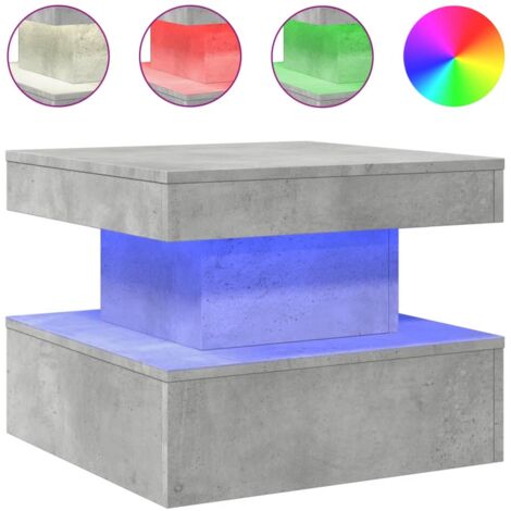 Table basse avec lumières LED gris béton 50x50x40 (1/5)
