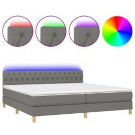 Sommier à lattes de lit et matelas et LED Gris foncé 200x200 (1/5)