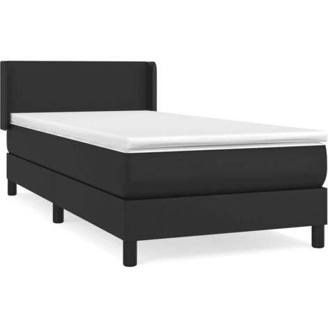Sommier à lattes de lit avec matelas Noir 90x190 Similicuir (1/5)