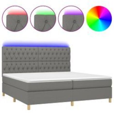 Sommier à lattes de lit et matelas et LED Gris foncé 200x200 (1/5)
