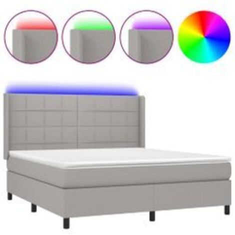 Sommier à lattes de lit matelas LED Gris clair 180x200 Tissu (1/5)
