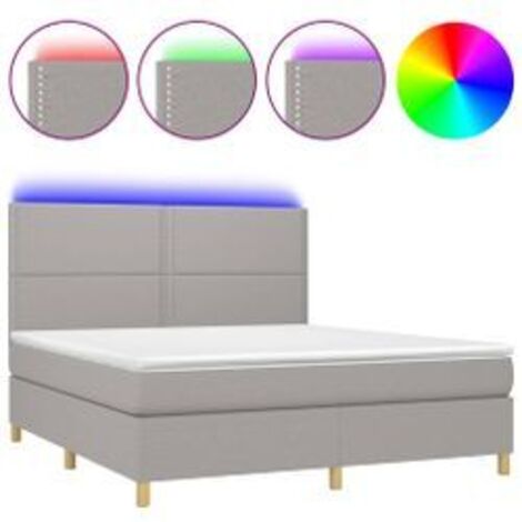 Sommier à lattes de lit et matelas et LED Gris clair 180x200 (1/5)