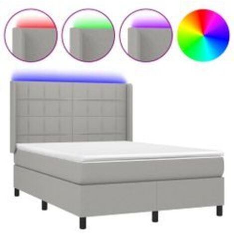 Sommier à lattes de lit matelas LED Gris clair 140x200 Tissu (1/5)