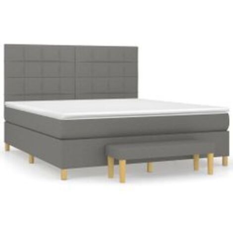 Sommier à lattes de lit avec matelas Gris foncé 180x200 Tissu (1/5)