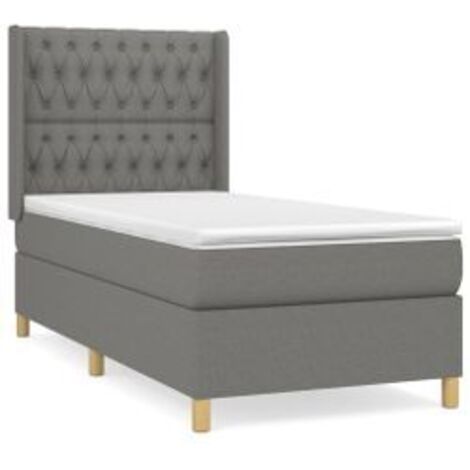 Sommier à lattes de lit avec matelas Gris foncé 100x200 Tissu (1/5)