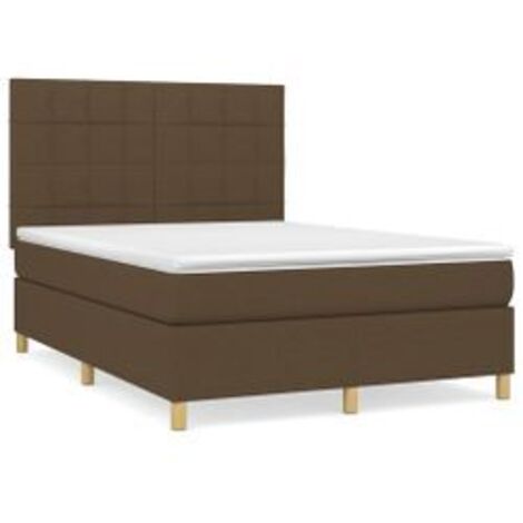 Sommier à lattes de lit avec matelas Marron foncé 140x200 (1/5)