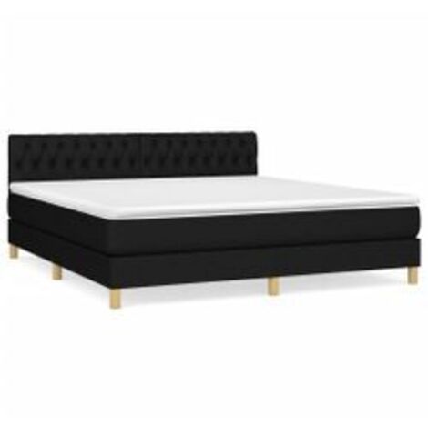 Sommier à lattes de lit avec matelas Noir 180x200 Tissu (1/5)