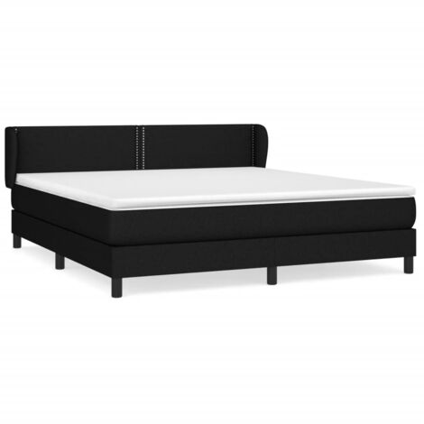 Sommier à lattes de lit avec matelas Noir 180x200 Tissu (1/5)