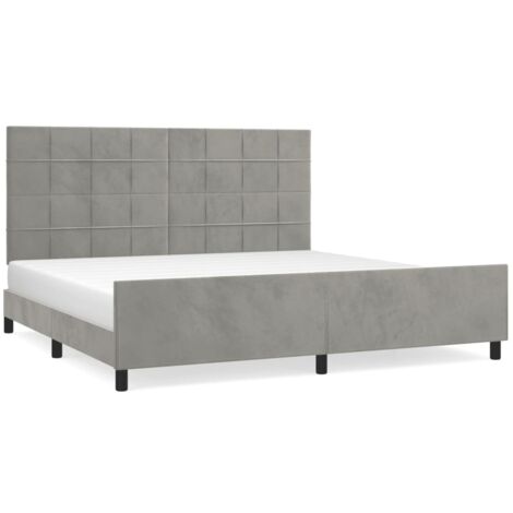 Cadre de lit avec tête de lit Gris clair 200x200 Velours (1/5)
