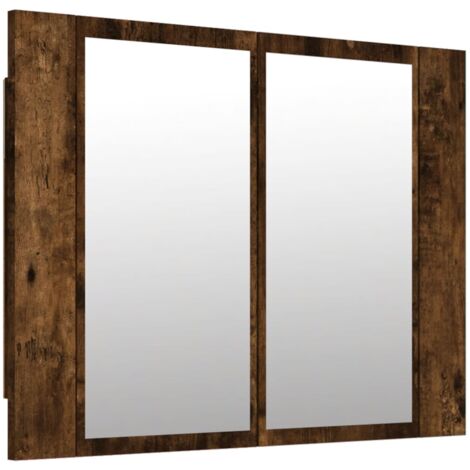 Armoire à miroir LED Chêne fumé 60x12x45 Bois d'ingénierie (1/5)