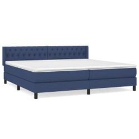 Sommier à lattes de lit avec matelas Bleu 200x200 Tissu (1/5)