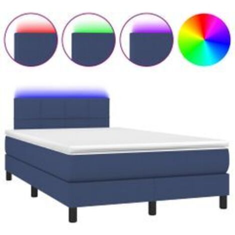Sommier à lattes de lit avec matelas LED Bleu 120x200 Tissu (1/5)