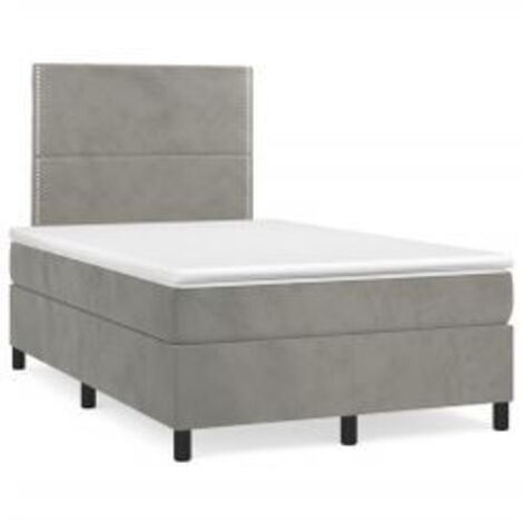 Sommier à lattes de lit et matelas Gris clair 120x200 Velours (1/5)