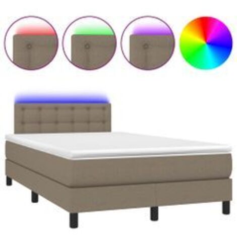 Sommier à lattes de lit avec matelas LED Taupe 120x200 Tissu (1/5)