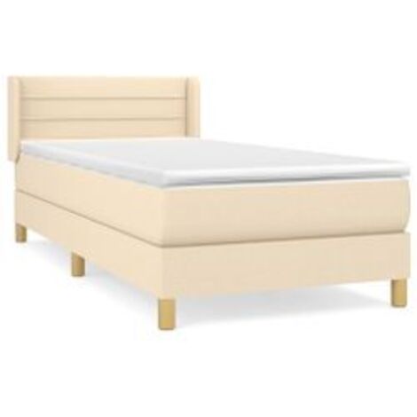Sommier à lattes de lit avec matelas Crème 100x200 Tissu (1/5)