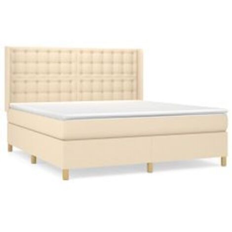 Sommier à lattes de lit avec matelas Crème 180x200 Tissu (1/5)