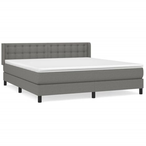 Sommier à lattes de lit avec matelas Gris foncé 180x200 Tissu (1/5)