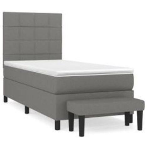 Sommier à lattes de lit avec matelas Gris foncé 100x200 Tissu (1/5)