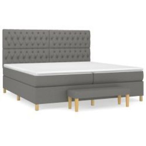 Sommier à lattes de lit avec matelas Gris foncé 200x200 Tissu (1/5)
