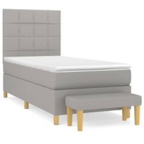 Sommier à lattes de lit avec matelas Gris clair 100x200 Tissu (1/5)