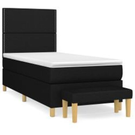 Sommier à lattes de lit avec matelas Noir 90x200 Tissu (1/5)