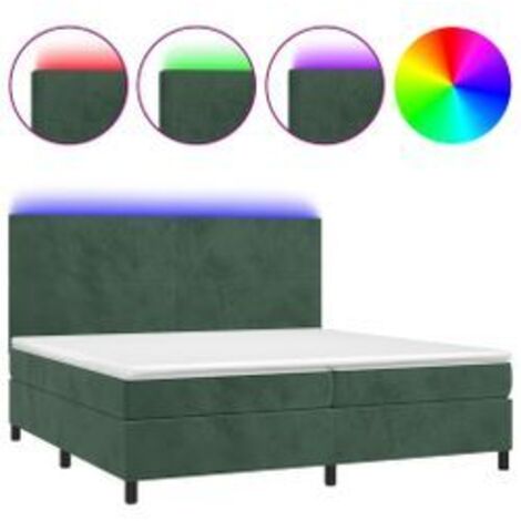 Sommier à lattes de lit avec matelas LED Vert foncé 200x200 (1/5)