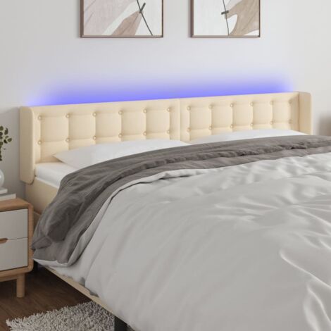 Tête de lit à LED Crème 183x16x78-88 Tissu (1/5)