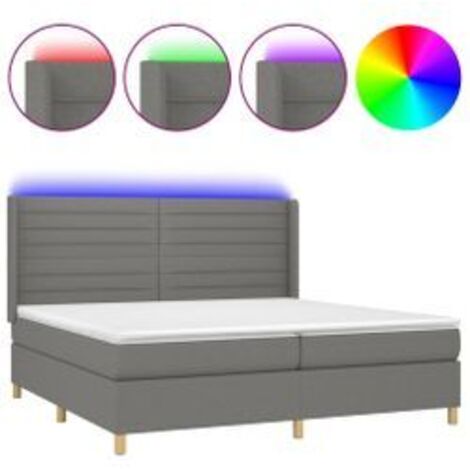 Sommier à lattes de lit matelas LED Gris foncé 200x200 Tissu (1/5)