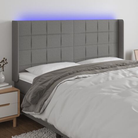 Tête de lit à LED Gris foncé 163x16x118-128 Tissu (1/5)