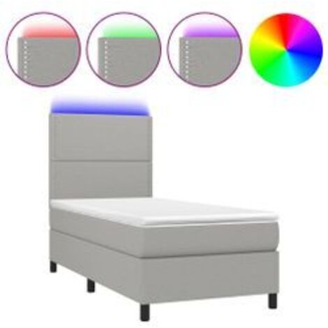 Sommier à lattes de lit avec matelas et LED Gris clair 90x190 (1/5)