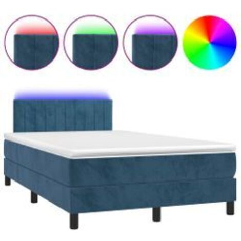 Sommier à lattes de lit avec matelas LED Bleu foncé 120x200 (1/5)