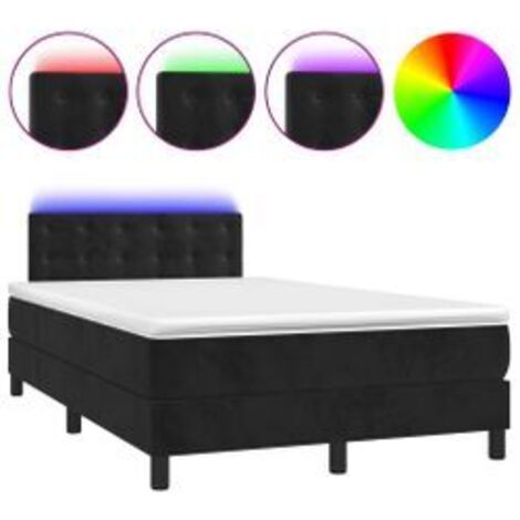 Sommier à lattes de lit avec matelas et LED Noir 120x200 (1/5)