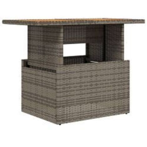 Table de jardin gris 100x55x73 résine tressée et bois acacia (1/5)