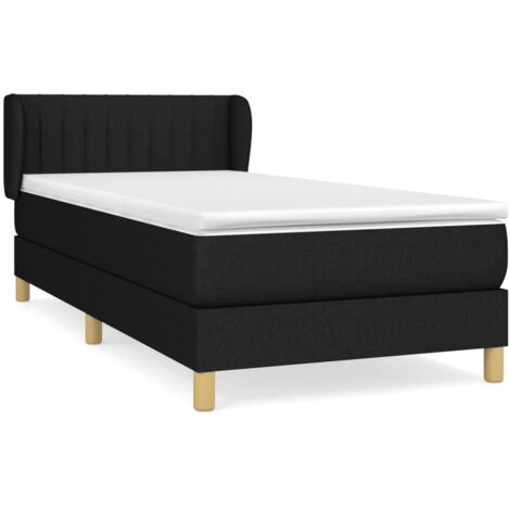 Sommier à lattes de lit avec matelas Noir 90x190 Tissu (1/5)