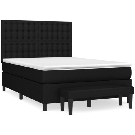 Sommier à lattes de lit avec matelas Noir 140x190 Tissu (1/5)