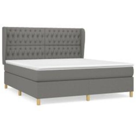 Sommier à lattes de lit avec matelas Gris foncé 180x200 Tissu (1/5)