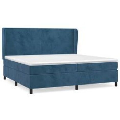 Sommier à lattes de lit et matelas Bleu foncé 200x200 Velours (1/5)