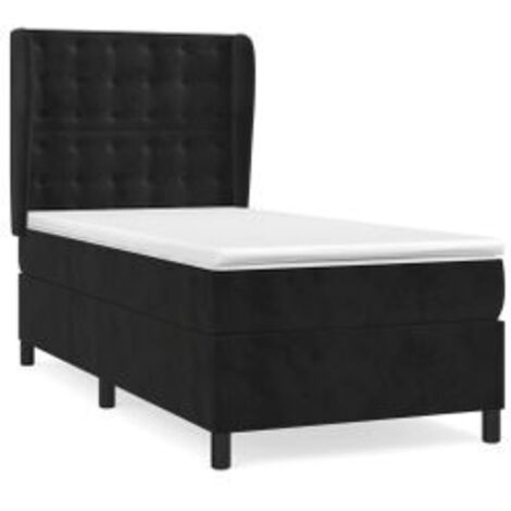 Sommier à lattes de lit et matelas Noir 80x200 Velours (1/5)