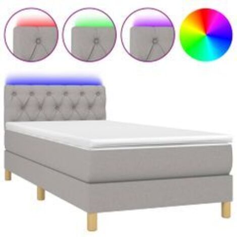 Sommier à lattes de lit avec matelas et LED Gris clair 80x200 (1/5)